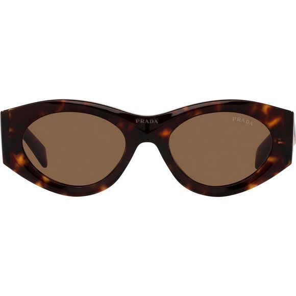 Prada PR 20ZS 2AU06B Tortoise Plastic Oval Sunglasses Brown Lens - Picture 2 of 3